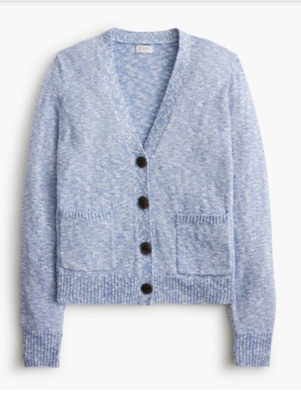 J. Crew Light Blue Marled V‑Neck Button Cardigan